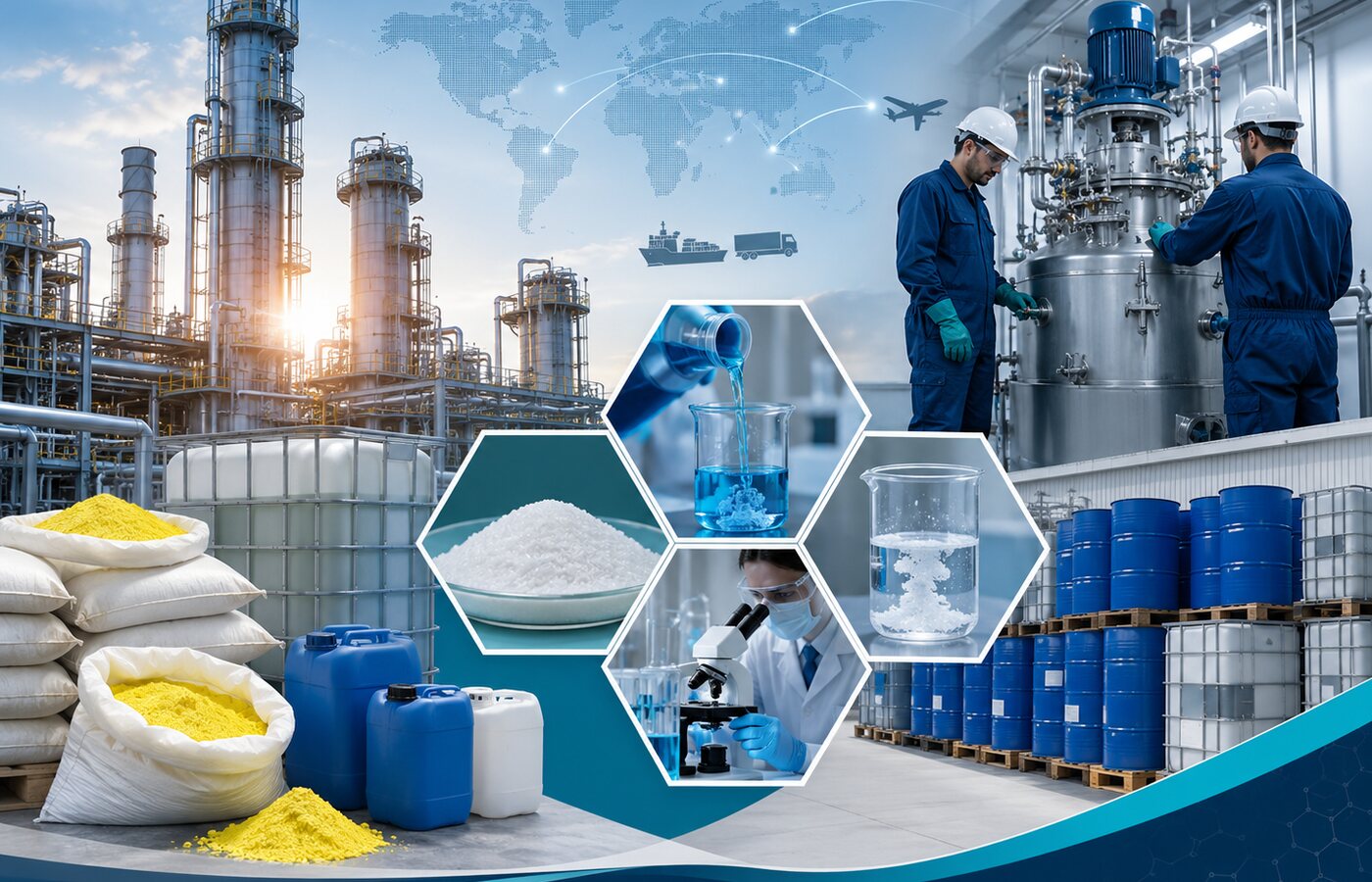 Large-scale Indian chemical manufacturing plant supplying bulk industrial chemicals